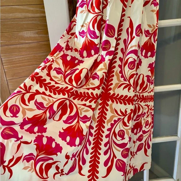 Boden Lauren Cotton Midi Dress Poppy Red Elaborate Flora 6 R NWT - Picture 8 of 14